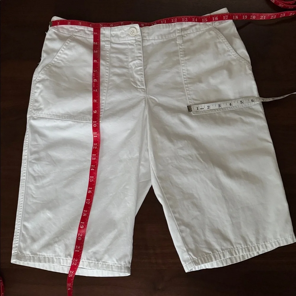NEW YORK & COMPANY 100% COTTON JEAN SHORTS POCKETS CARGO UTILITY JORTS 12 WHITE